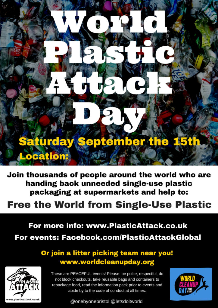 World plastic attack day poster with location option