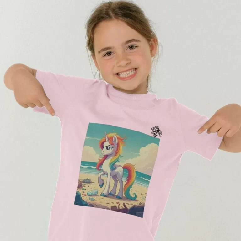 Child modeling our Kids Plastic Free Organic Cotton T-Shirt